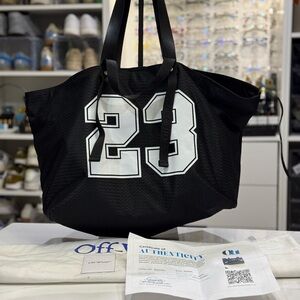 Off-White Heritage Day Tote Bag | Black leather strap